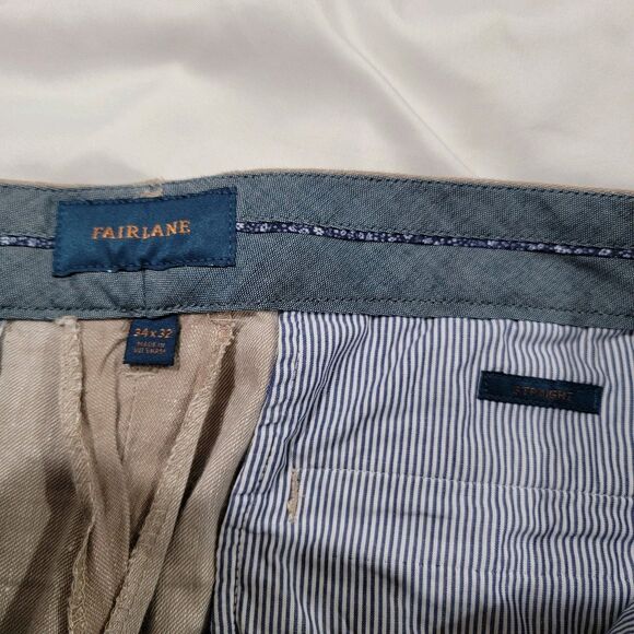 Fairlane Mens Straight Leg Pants Size 34 X 32 Linen Blend Tan Career Office - Picture 8 of 10